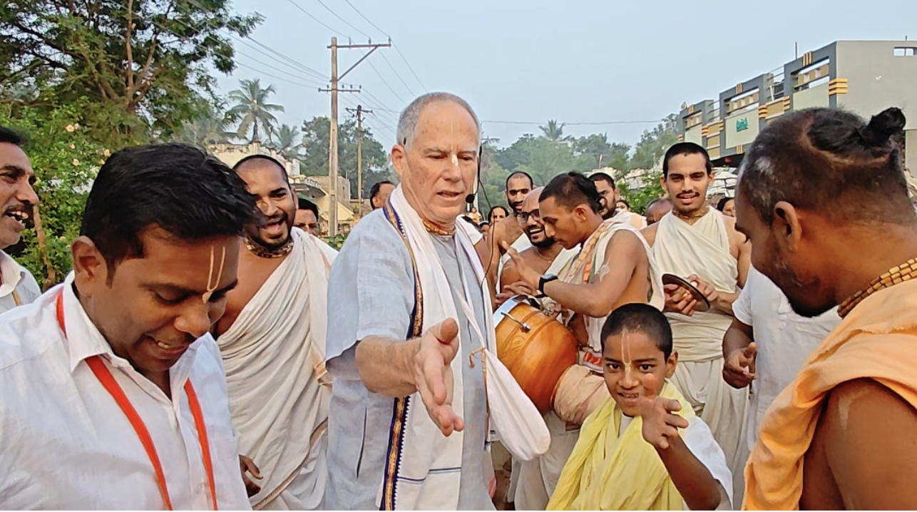 Harinama Sankirtana procession with devotees